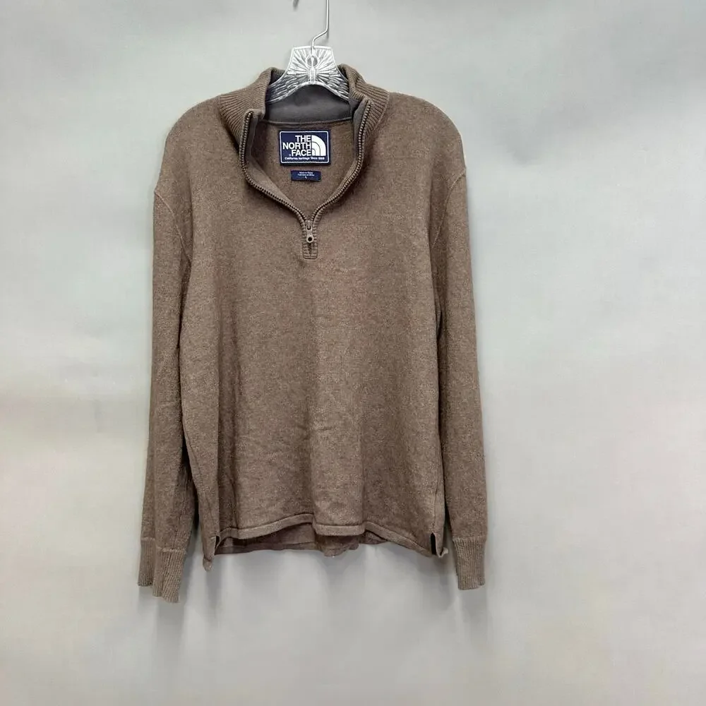 The North Face brown 1/4 zip wool blend‎ pullover sweater mens Size Large Unisex